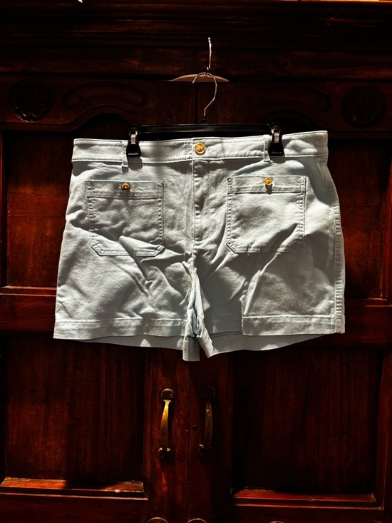 LOFT Pants - LOFT Light Green High-Waist Cotton Shorts with Patch Pockets casual classic